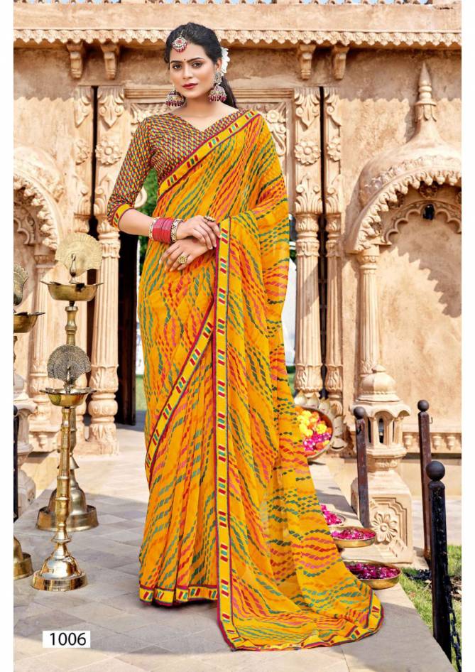 Drishti By Vallabhi Border Lace Printed Georgette Sarees Wholesale Price In Surat